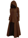 Relaxed Fit Drawstring Hooded Stretchy High Low Pullover Cloak Dress