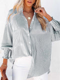 Beach Vacation Sunscreen Solid Striped Female Midi Blouse