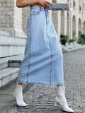 Lady Casual Stylish All Match High Rise Denim Skirt