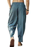 Men Loose Drawstring Casual Solid Color Pants