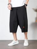 Men's Simple Casual Plus Size Linen Cropped Pants