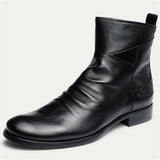Fashion Side Zipper Plus Size Embroidery PU Boots For Men