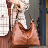 Elegant Classic Large Capacity Soft Leather Tote Bag Shoulder Bag