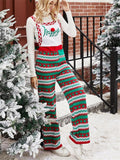 Cute Christmas Snowflake Print Knitting Overalls Jumpsuit
