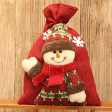 Adorable Decorative Christmas Dolls Flax Gift Bag Candy Bags