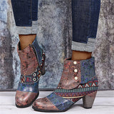 Amazing Retro Ethnic Style Splice Spika Heels Ladies Ankle Boots