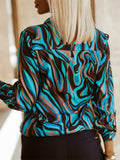 Vintage Style Baroque Print Single Breasted Lapel Blouses for Women