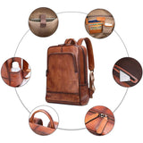 Soft Large Capacity Simple Style Leather Casual Business Backpack