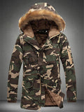 Unisex Camouflage Thicken Zip Up Midi Length Hooded Padded Coat