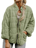Women's Casual Loose Plaid Pattern Solid Color Long Sleeve Coat