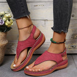 Casual Comfy Buckle Strap Wedges Thong Sandals for Women
