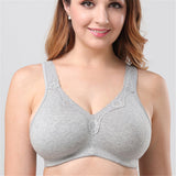 Women Plus Size Deep Plunge Comfy Cotton Bras - Nude