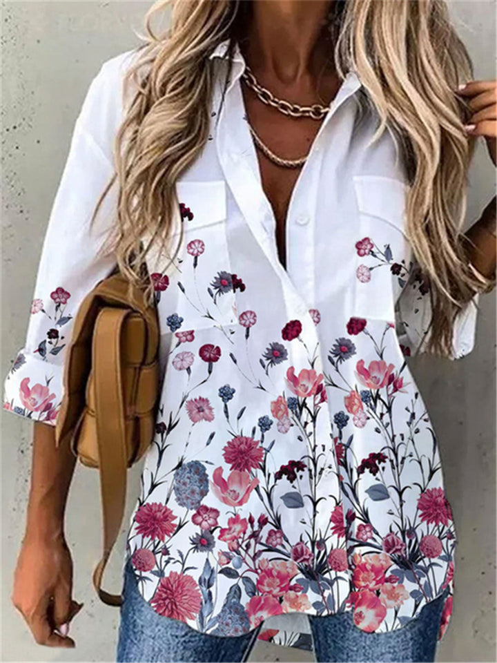 New Casual Fashion Long Sleeve Elegant Printed Blouse For Women