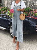 Casual Cotton Linen Loose Solid Color Overall For Women