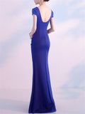 Sexy V Neck Side Slit Beaded Formal Dress for Dinner