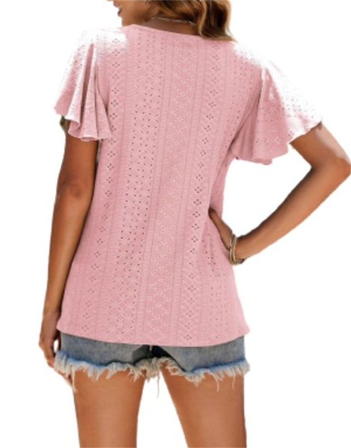 Ladies Summer Loose Ruffle Sleeve T-shirts