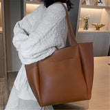 On-Trendy Large Capacity Ultra-Soft Material Slip Pocket Shoulder Bag Tote Bag