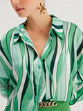 Comfort Button Down Striped Blouses for Office Lady