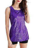 Women's Fashionable Sleeveless Sparkly Sequined Vest Tops