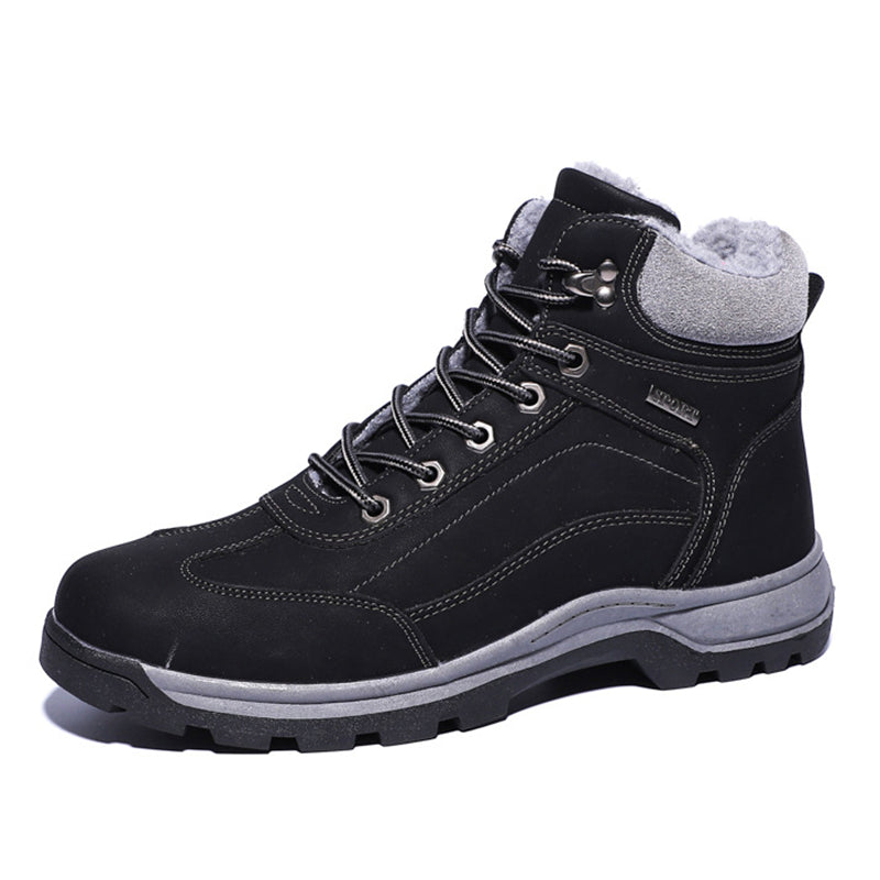 Mens Cozy Warm Lace-up Hiking Snow Boots