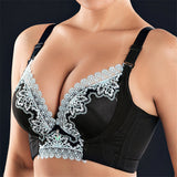 Women's Plus Size Lace Patchwork Wireless Full Coverage Bras - Navy
