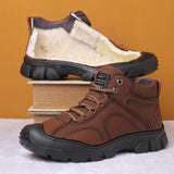 Warm Fur Lining Lace Up Winter Thermal Snow Boots For Men