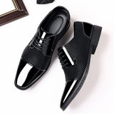Men's Wedding Party Soft Rubber Sole Block Heel Dress Shoes