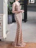 Graceful Sequins Fishtail Solid Color Sleeveless Evening Dresses