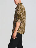 Men's Long Sleeve Loose Leopard Print Shirts