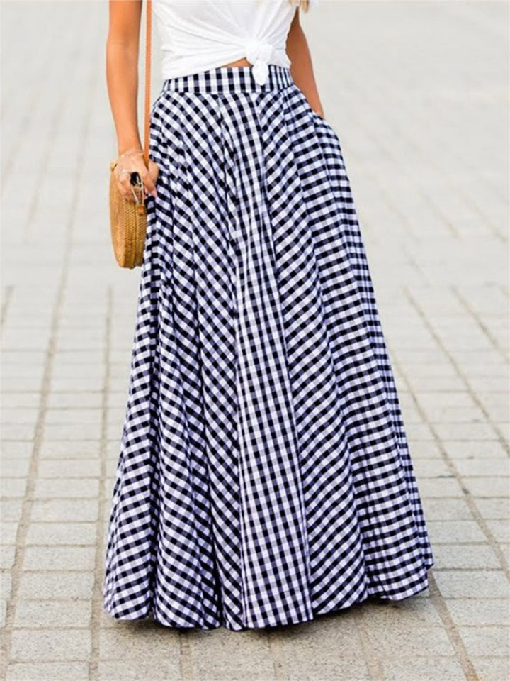 New Classy Plaid Print High-waisted Ladies Skirts