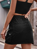 Female Summer Elastic Waist Short Cargo Skirt