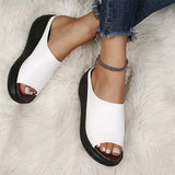 Women's Summer Stylish Thick Sole PU Glossy Slippers