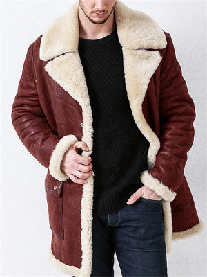 Cold Winter Thicken Faux Suede Super Warm Long Coat for Men