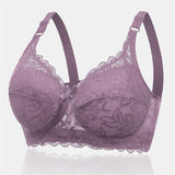 Women's Push Up Comfortable Floral Lace Bras - Pink