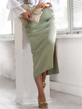 Solid Color Comfy Split Skirts For Women
