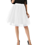 Fashion Simple Style Knee-Length Solid  Color Tulle Skirts