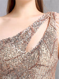 Elegant Sexy Sequins Slim One-Shoulder Evening Dresses