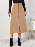 Female Autumn Winter Corduroy Single Breasted Skirts