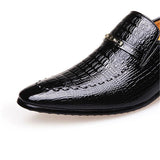 Casual Trendy Low-Top Slip-On Alligator Pattern Dress Shoes For Men