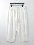 Comfy Loose Cotton Linen Print V-Neck Short-sleeved T-shirt + Cropped Pants