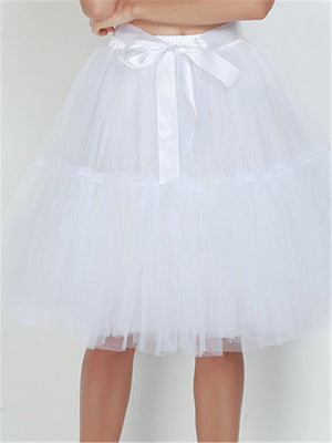 Graceful Simple Style One Size Solid Color Tulle Skirts For Women