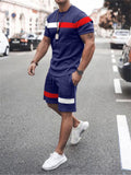 Men's Contrast Color Short Sleeve Sporty Tracksuit