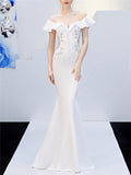 Elegant Off Shoulder Applique Sweetheart Neckline Dress for Formal Party