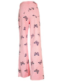 Women's Super Cute Butterfly Print Soft Loose Pink Denim Jeans