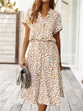 Casual V-Neck Printed Short Sleeve Dresses