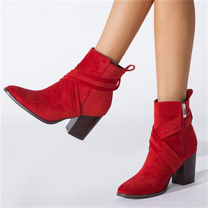 Fashion Pointed Toe High Heels Women Grace Suede Ankle Boots