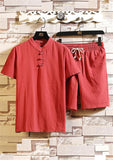 Mens Linen Short Sets T-shirt + Pants