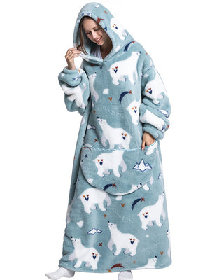 Adorable & Warm Hooded Wearable Blanket for Winter