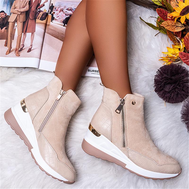 Extra Comfortable Side Zipper Thick Bottom Wedge Boots