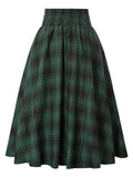 Fashion Autumn Winter Ladies Woolen Big Swing Plaid Skirt